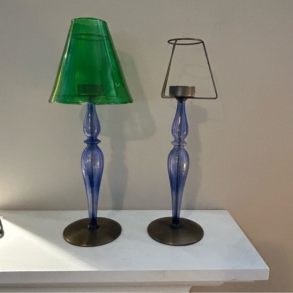 BUNDLE - Set of 2 - Unique Vintage Tea Light Candle holder’s Lovely Colours - Picture 4 of 15